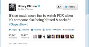 Hillary Clinton Super Bowl 48 Tweet