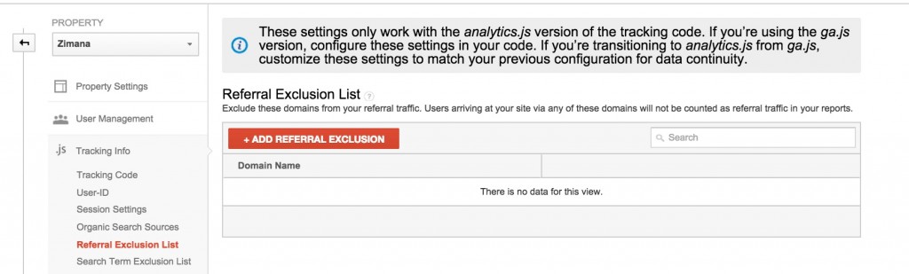 Google Analytics Referral Excllusion