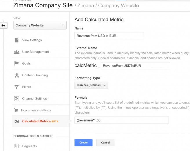 Google Analytics Calculated Metric